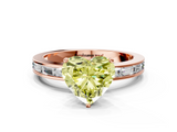 Rose gold Fancy Yellow Heart  Solitaire Diamond Ring with Channel-Set Baguette Band and Four-Prong Setting_69
