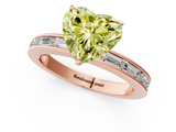 Rose gold Fancy Yellow Heart  Solitaire Diamond Ring with Channel-Set Baguette Band and Four-Prong Setting_70