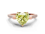 Rose gold Fancy Yellow Heart  Solitaire Diamond Ring with Channel Set Band and Bezel Prong Setting_56