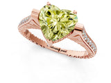 Rose gold Fancy Yellow Heart  Solitaire Diamond Ring with Channel Set Band and Bezel Prong Setting_57