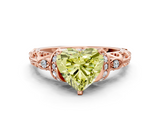 Rose gold Fancy Yellow Heart  Solitaire Diamond Ring with Filigree Band and Four-Prong Setting_44