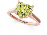 Rose gold Fancy Yellow Heart  Solitaire Diamond Ring with Four-Prong Setting and Tapered Band 1