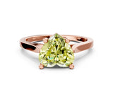 Rose gold Fancy Yellow Heart  Solitaire Diamond Ring with Four-Prong Setting and Tapered Band