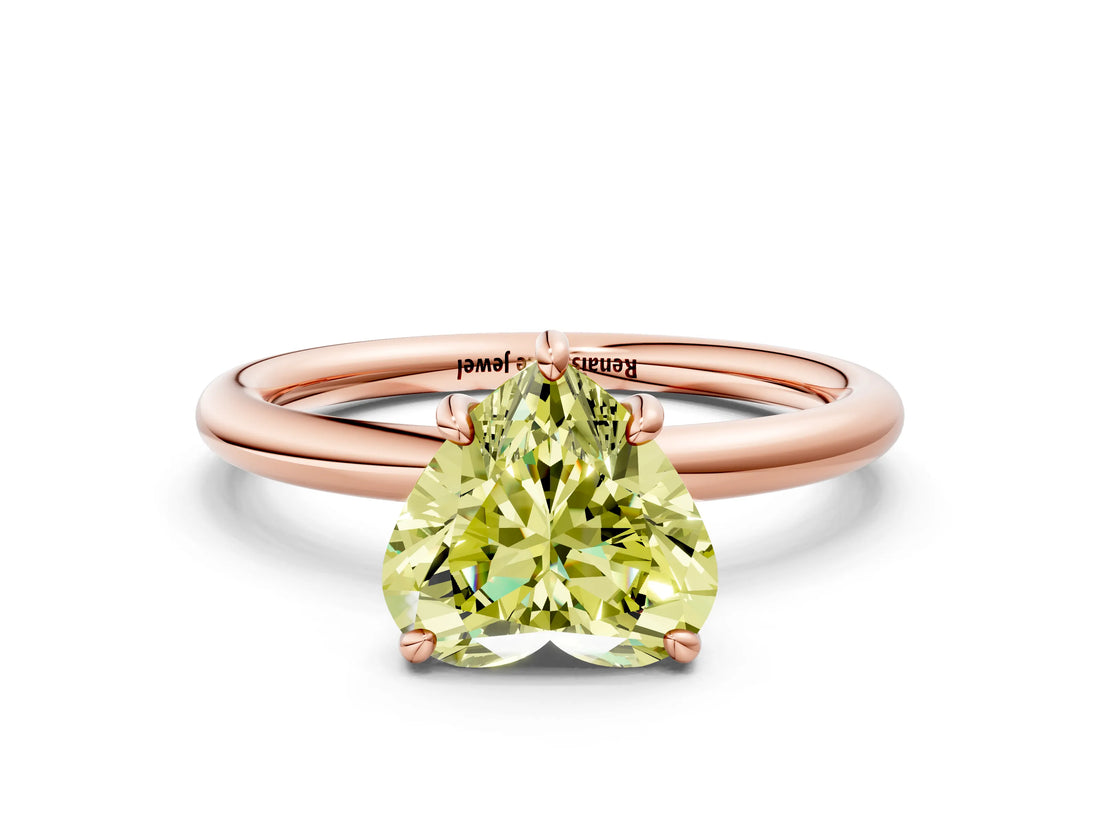 Rose gold Fancy Yellow Heart  Solitaire Diamond Ring with Four-Prong Setting on a Plain Band_20