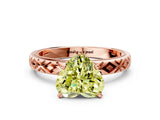 Rose gold Fancy Yellow Heart  Solitaire Diamond Ring with Milgrain and Black Enamel X Pattern Band_108