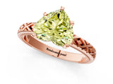 Rose gold Fancy Yellow Heart  Solitaire Diamond Ring with Milgrain and Black Enamel X Pattern Band_109