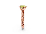Rose gold Fancy Yellow Heart  Solitaire Diamond Ring with Milgrain and Black Enamel X Pattern Band_110