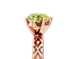 Rose gold Fancy Yellow Heart  Solitaire Diamond Ring with Milgrain and Black Enamel X Pattern Band_113