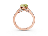 Rose gold Fancy Yellow Heart  Solitaire Diamond Ring with Pavé Band and Four-Prong Setting_82