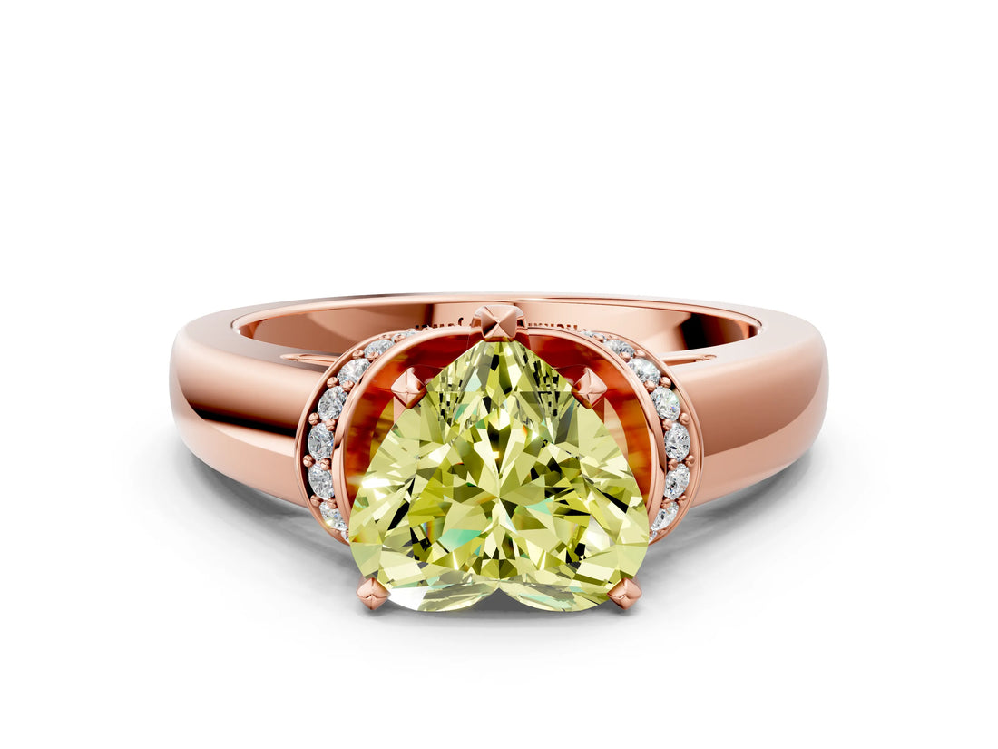 Rose gold Fancy Yellow Heart  Solitaire Diamond Ring with Pave Band and Six-Prong Setting_32