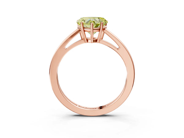 Rose gold Fancy Yellow Heart  Solitaire Diamond Ring with Split Shank and Four-Prong Setting