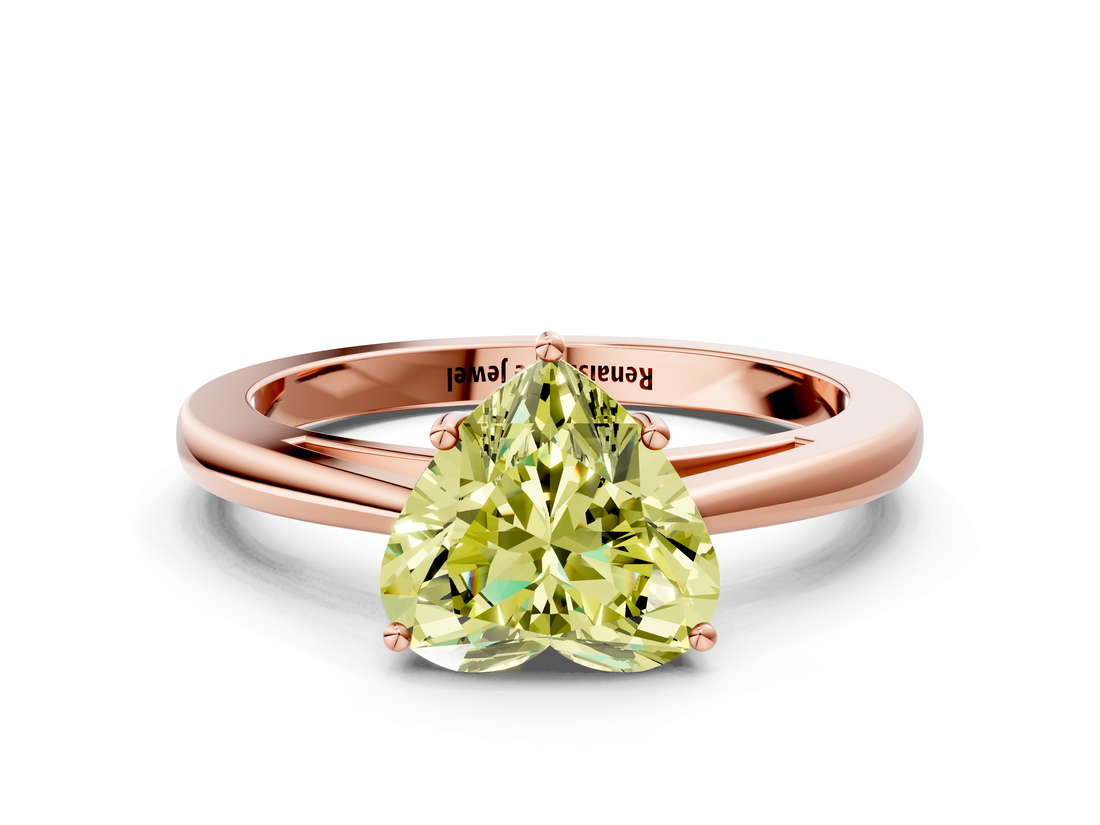 Rose gold Fancy Yellow Heart  Solitaire Diamond Ring with Split Shank and Four-Prong Setting_20