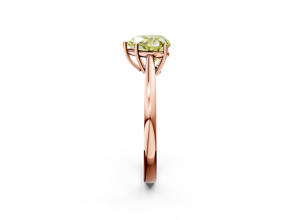 Rose gold Fancy Yellow Heart  Solitaire Diamond Ring with Split Shank and Four-Prong Setting