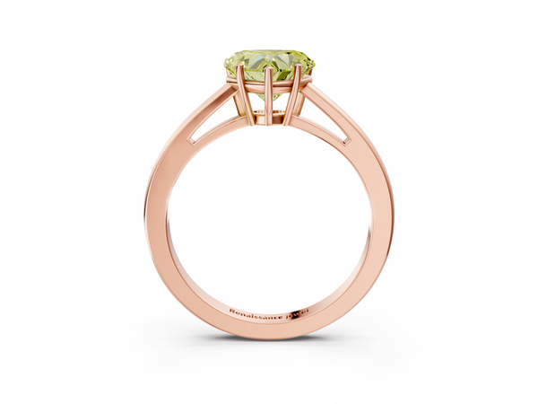 Rose gold Fancy Yellow Heart  Solitaire Diamond Ring with Split Shank and Four-Prong Setting