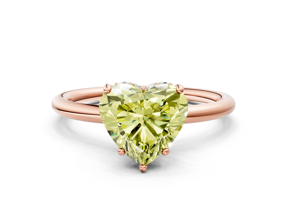 Rose gold Fancy Yellow Heart  Solitaire Diamond Ring with a Classic Band and Four-Prong Setting 1