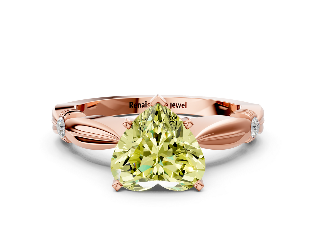 Rose gold Fancy Yellow Heart  Solitaire Diamond Twisted Band with Four-Prong Setting_47