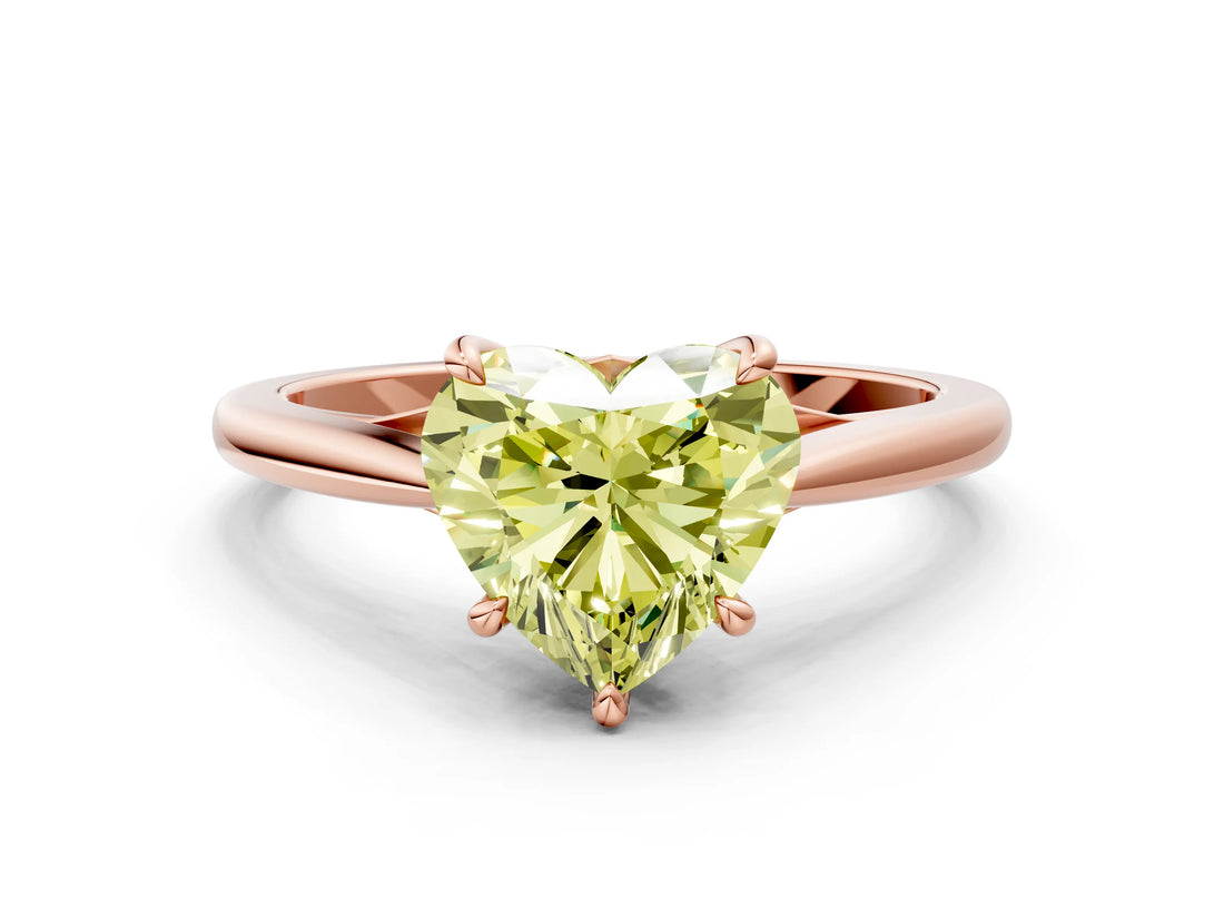 Rose gold Fancy Yellow Heart  Solitaire Engagement Ring with Four-Prong Setting and Classic Band 1