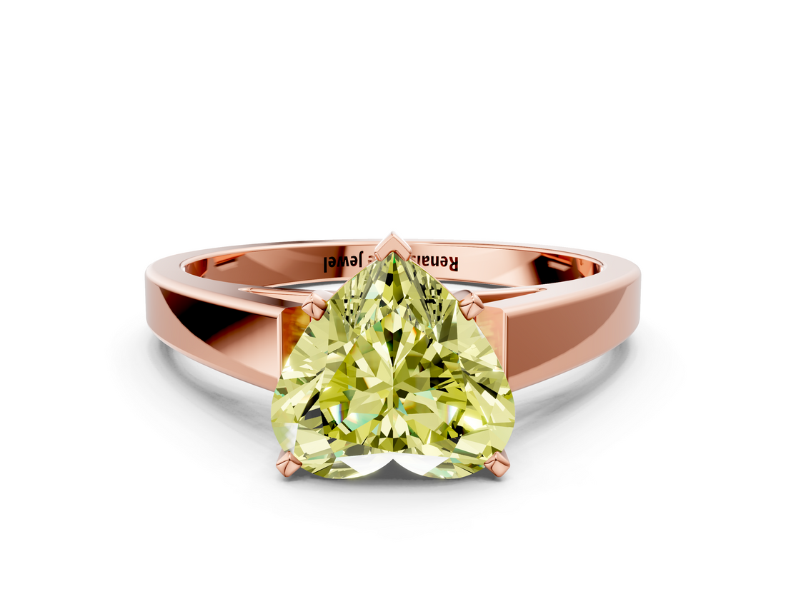 Rose gold Fancy Yellow Heart  Solitaire Engagement Ring with Four-Prong Setting and Tapered Band_3