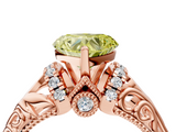 Rose gold Fancy Yellow Heart  Solitaire Filigree Engagement Ring with Halo and Prong Setting_50