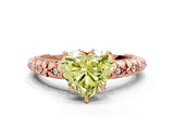Rose gold Fancy Yellow Heart  Solitaire Floral Milgrain Engagement Ring_30
