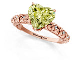 Rose gold Fancy Yellow Heart  Solitaire Floral Milgrain Engagement Ring_31