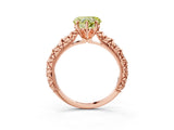 Rose gold Fancy Yellow Heart  Solitaire Floral Milgrain Engagement Ring_33