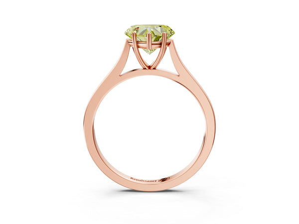 Rose gold Fancy Yellow Heart  Solitaire Heart Prong Engagement Ring with Tapered Band