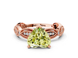 Rose gold Fancy Yellow Heart  Solitaire Milgrain Diamond Engagement Ring with Bezel and Marquise Band_155