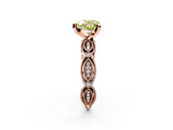 Rose gold Fancy Yellow Heart  Solitaire Milgrain Diamond Engagement Ring with Bezel and Marquise Band_157