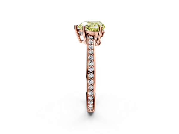 Rose gold Fancy Yellow Heart  Solitaire Pavé Band Prong Setting Ring