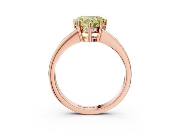 Rose gold Fancy Yellow Heart  Solitaire Pavé Band Prong Setting Ring