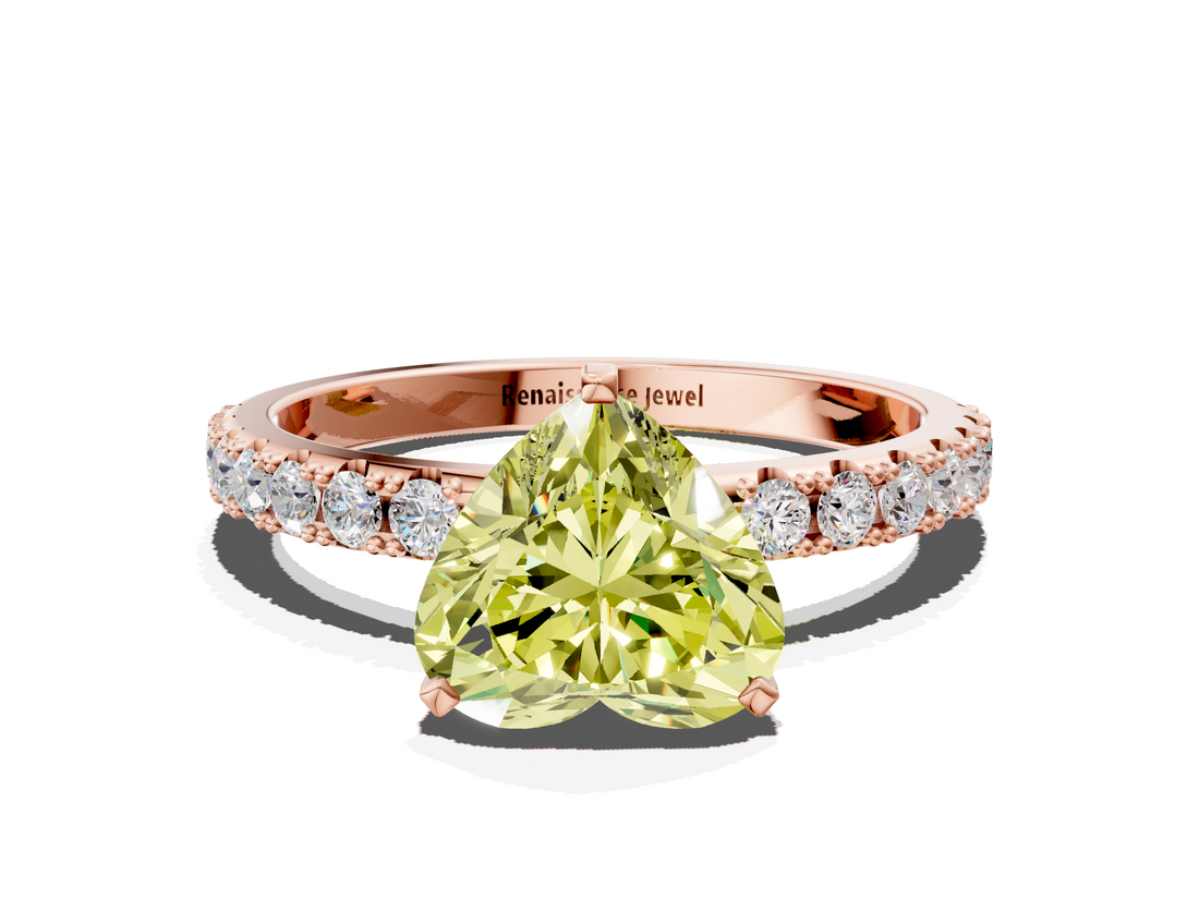 Rose gold Fancy Yellow Heart  Solitaire Pavé Band with Four-Prong Setting_155
