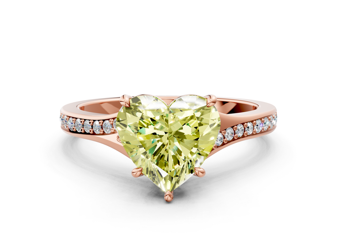 Rose gold Fancy Yellow Heart  Solitaire Pavé Band with Four-Prong Setting_28