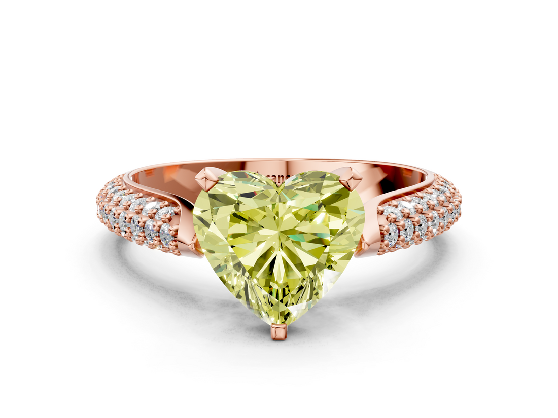 Rose gold Fancy Yellow Heart  Solitaire Pavé Diamond Engagement Ring with Four-Prong Setting_152