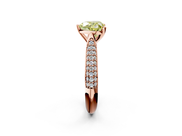 Rose gold Fancy Yellow Heart  Diamond Solitaire Engagement Ring with Pavé Band and Four-Prong Setting