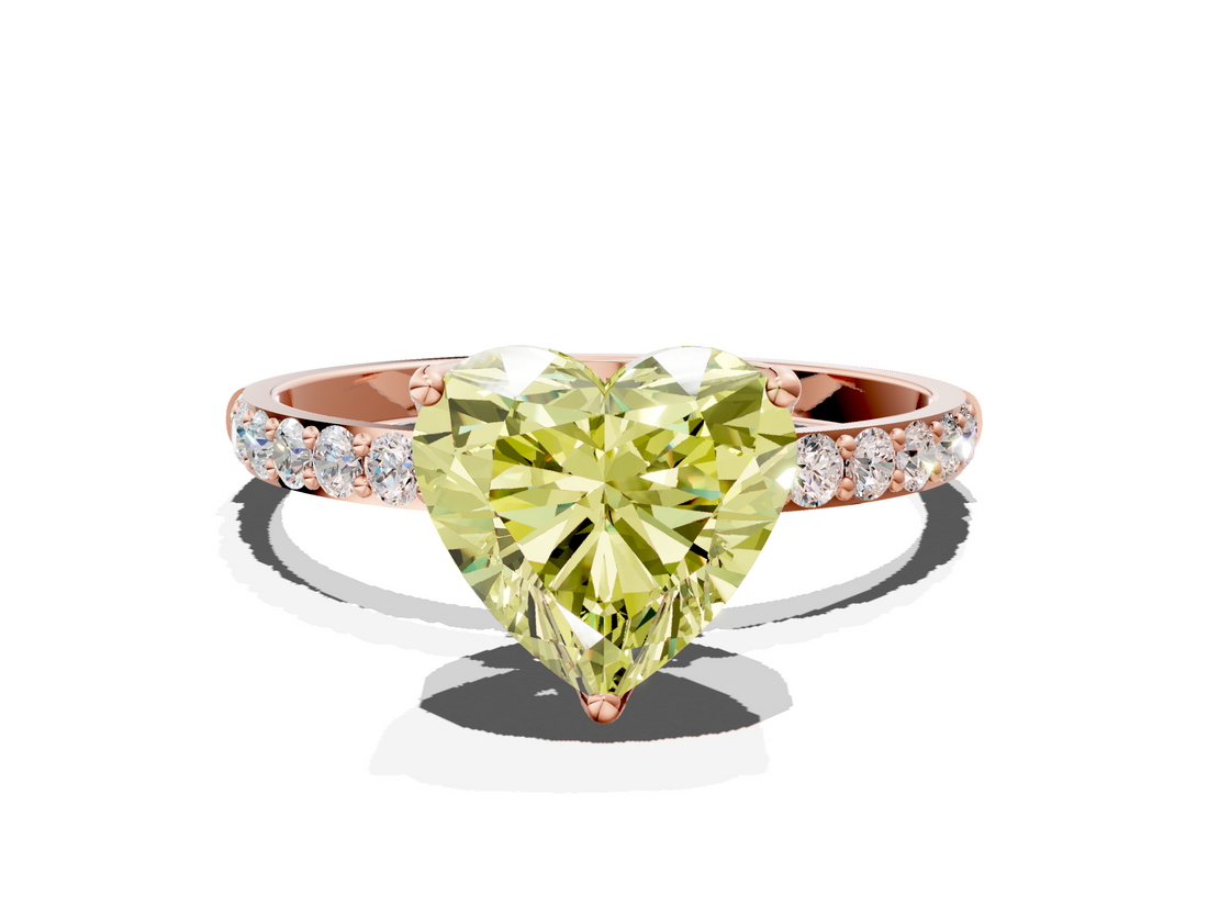 Rose gold Fancy Yellow Heart  Solitaire Pavé Diamond Engagement Ring with Four-Prong Setting_25