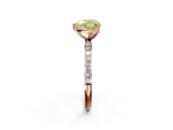Rose gold Fancy Yellow Heart Cut Diamond Solitaire Engagement Ring with Round  Pavé Band and Prong Setting