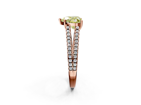 Rose gold Fancy Yellow Heart Cut Diamond Solitaire Engagement Ring with Split Shank Pavé Band