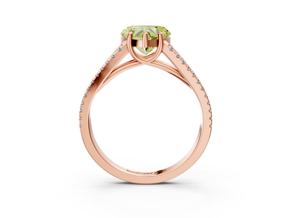 Rose gold Fancy Yellow Heart Cut Diamond Solitaire Engagement Ring with Split Shank Pavé Band