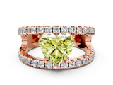 Rose gold Fancy Yellow Heart  Solitaire Split Shank Pave Diamond Ring_49