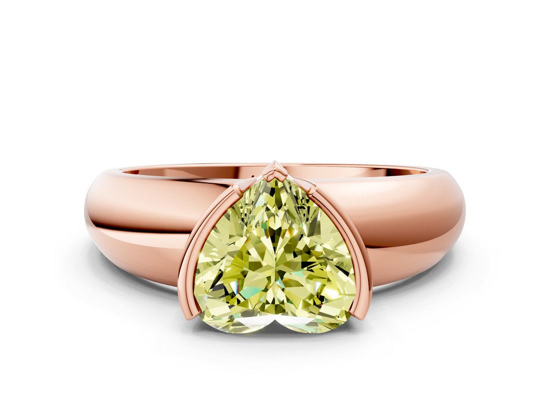 Rose gold Fancy Yellow Heart  Solitaire Tension Set Diamond Ring with Wide Band_20