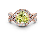 Rose gold Fancy Yellow Heart  Solitaire Twist Band Pavé Diamond Engagement Ring_32