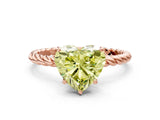 Rose gold Fancy Yellow Heart  Solitaire Twist Band Ring with Four-Prong Setting_68