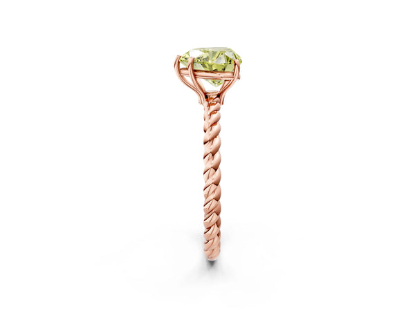 Rose gold Fancy Yellow Heart  Solitaire Twist Band Ring with Four-Prong Setting