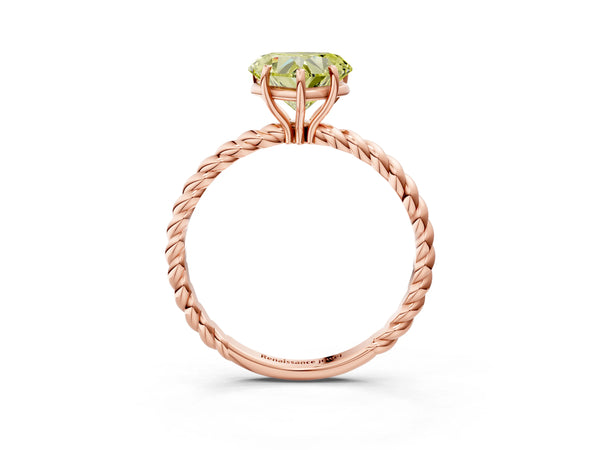 Rose gold Fancy Yellow Heart  Solitaire Twist Band Ring with Four-Prong Setting