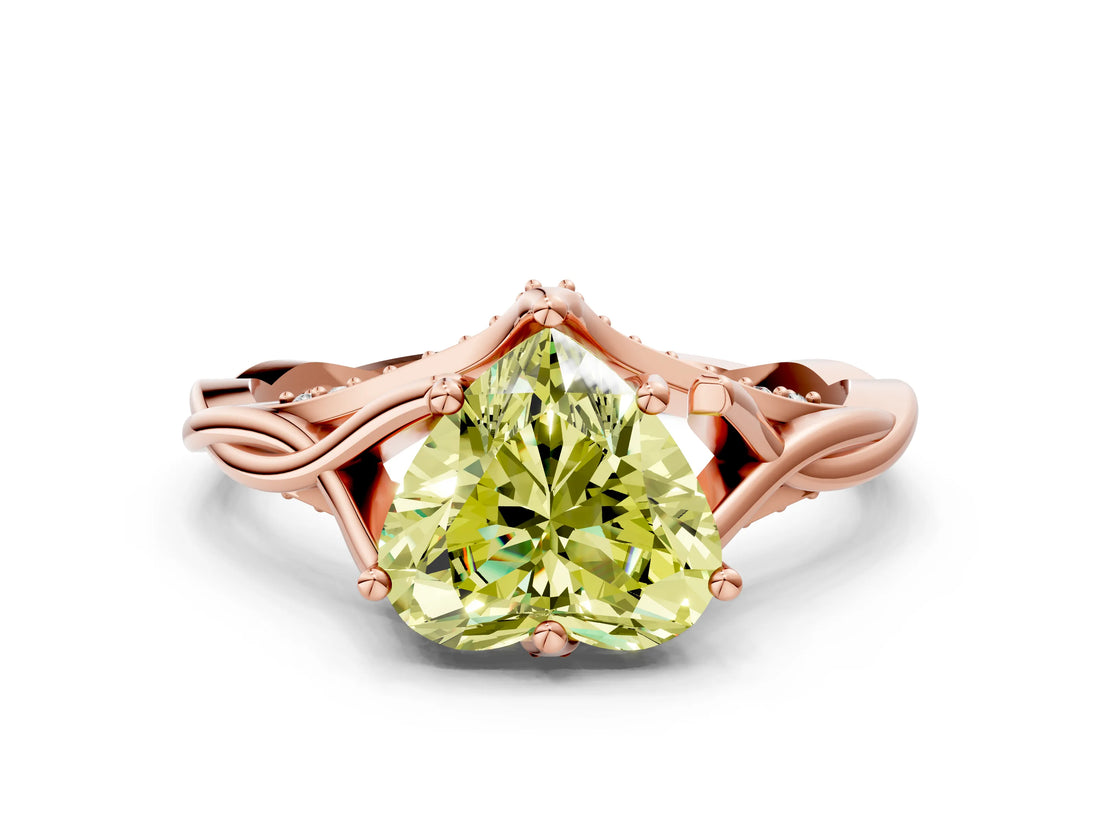 Rose gold Fancy Yellow Heart  Solitaire Twist Band Six-Prong Setting 2