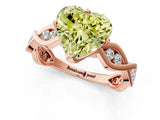 Rose gold Fancy Yellow Heart  Solitaire Twist Band with Leaf Prong Setting 1