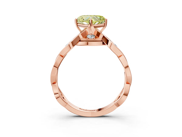Rose Gold Heart-Shaped Accented Twist Engagement Ring Setting for Fancy Yellow Center