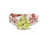 Rose gold Fancy Yellow Heart  Solitaire Twist Band with Leaf Prong Setting