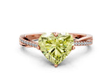 Rose gold Fancy Yellow Heart  Solitaire Twist Band with Pavé Diamonds and Four-Prong Setting_53